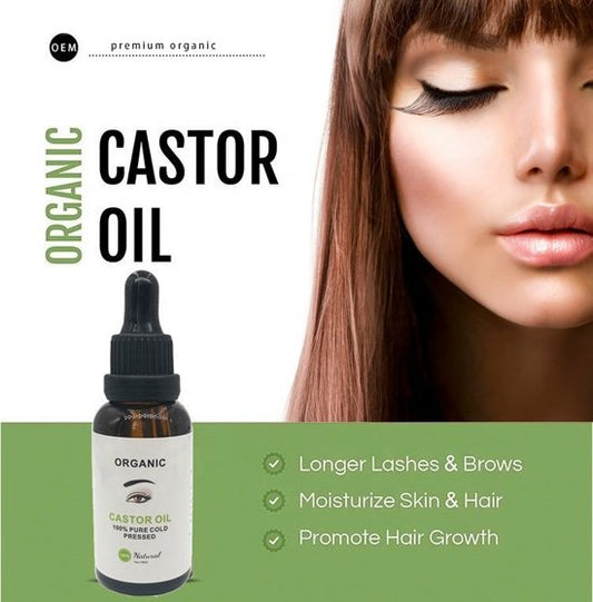 Castor olie|100% natuurlijkl|koud geperst|voor wenkbrauwen, haar, wimpers en huid|castor oil|30ML|inclusief borstels|wimperserum|