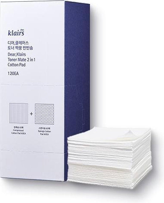 Dear, Klairs Toner Mate 2 in 1 Cotton Pad 120EA
