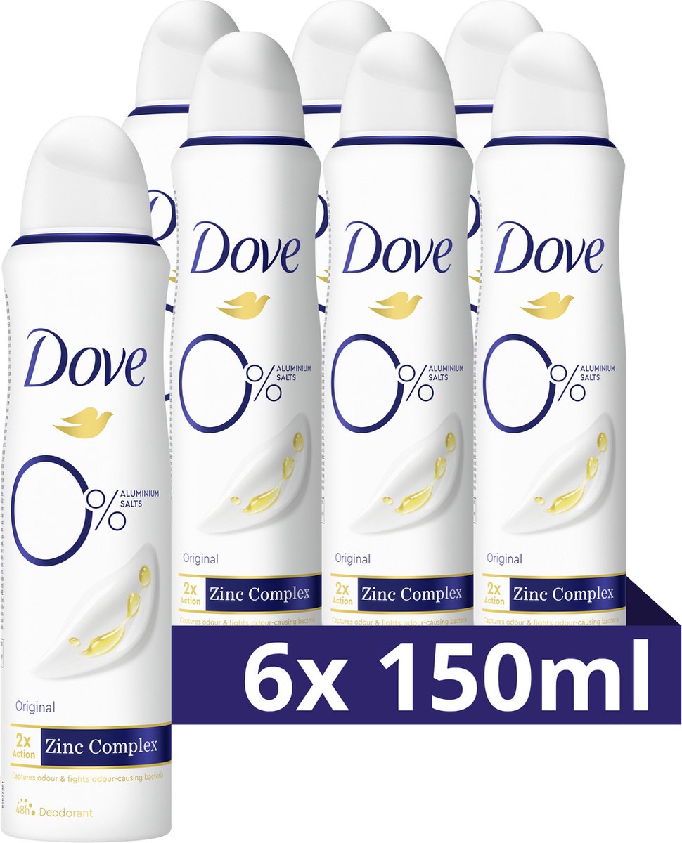 Dove 0% Aluminiumzouten Original Deodorant Spray 6 x 150 ml
