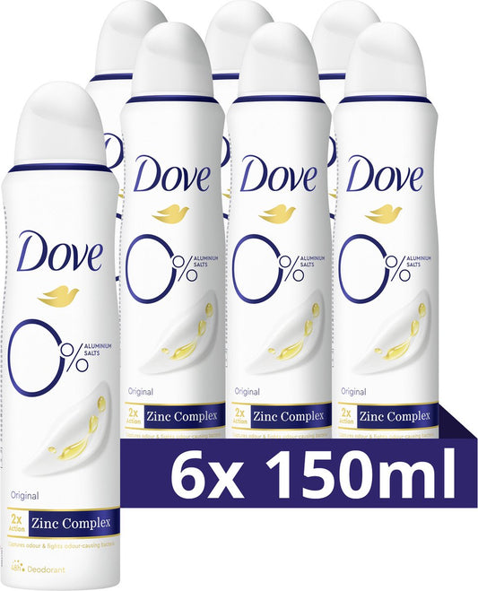Dove 0% Aluminiumzouten Original Deodorant Spray 6 x 150 ml