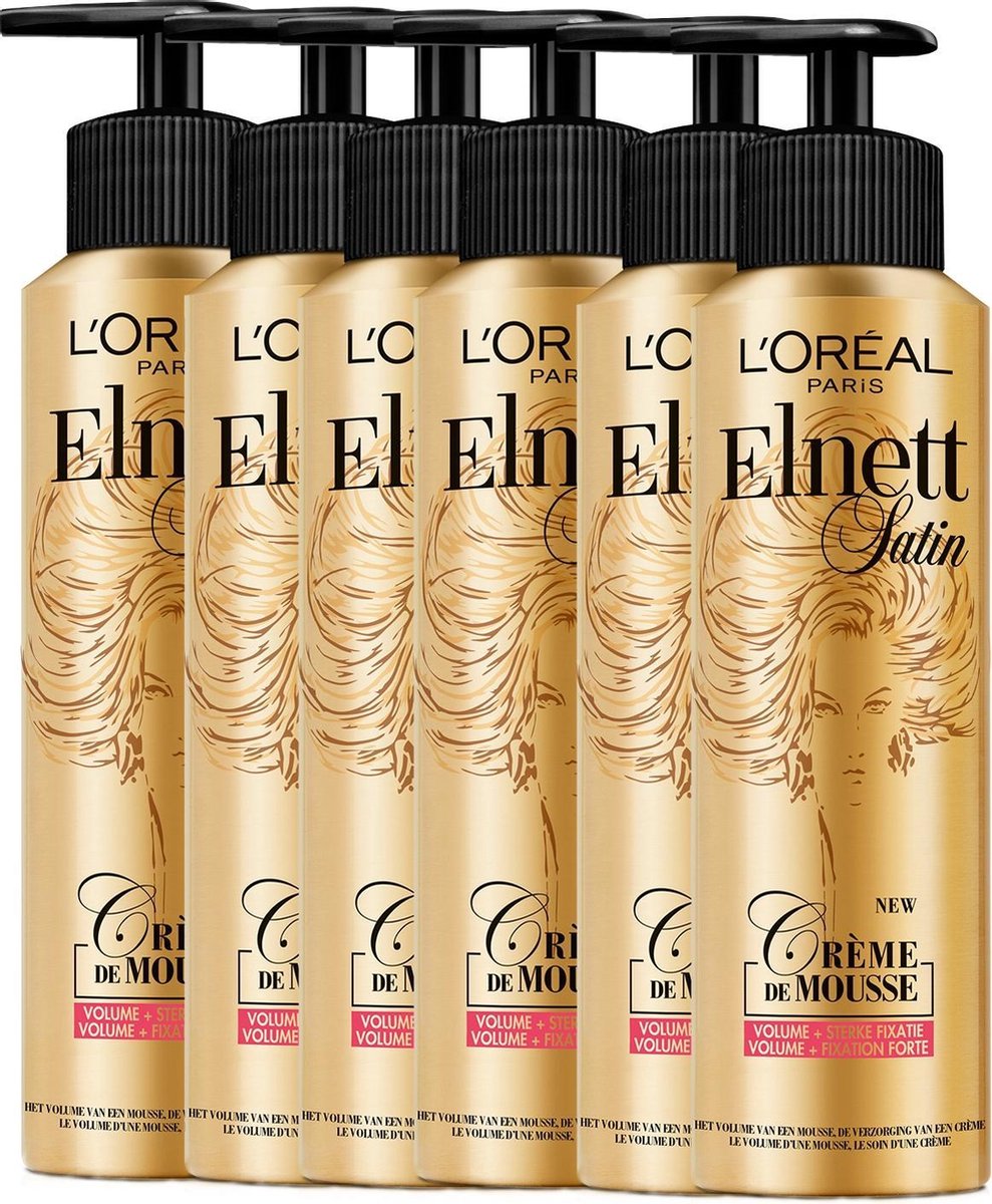 L'Oréal Paris Elnett Crème de Mousse Volume Haarmousse - 3 x 200 ml - Voordeelverpakking