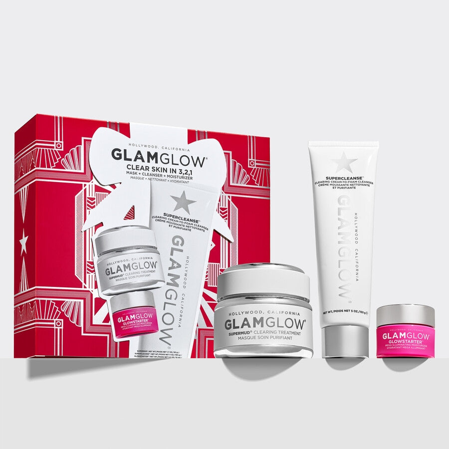 GlamGlow Clear Skin in 3, 2, 1 ... Gezichtsverzorgingsset