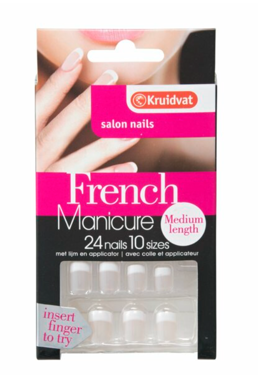 Salon Nails French Manicure Medium Length