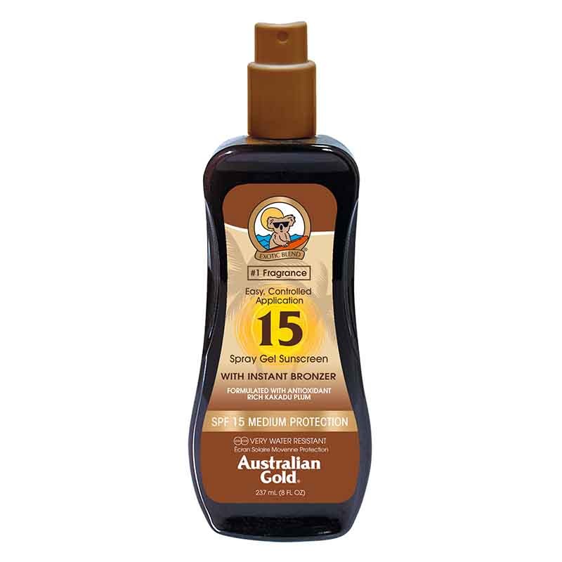 Australian Gold SPF15 Zonnebrand Spray Gel + Bronzer - 237 ml