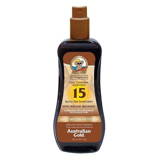 Australian Gold SPF15 Zonnebrand Spray Gel + Bronzer - 237 ml