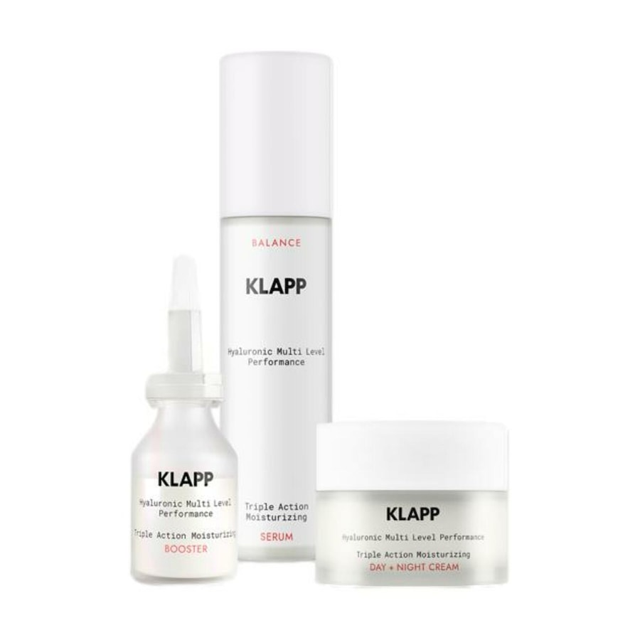 Klapp Hyaluronic Multi Level Performance Triple Action Moisturizing Power Trio Set = Day & Night Cream 50 Ml + Serum 50 Ml + Booster 15 Ml
