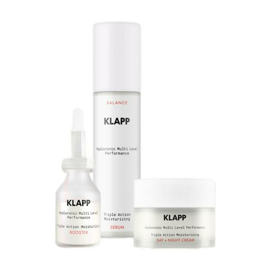 Klapp Hyaluronic Multi Level Performance Triple Action Moisturizing Power Trio Set = Day & Night Cream 50 Ml + Serum 50 Ml + Booster 15 Ml