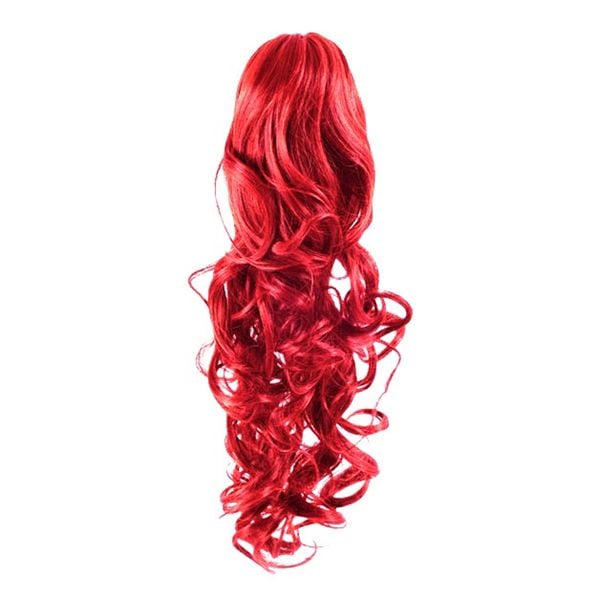 Fashiongirl Clip in paardenstaarthaarverlenging vuur rood - gelokt
