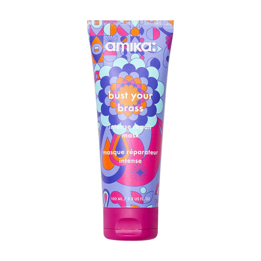 Amika bust your brass cool blonde purple intense repair hair mask